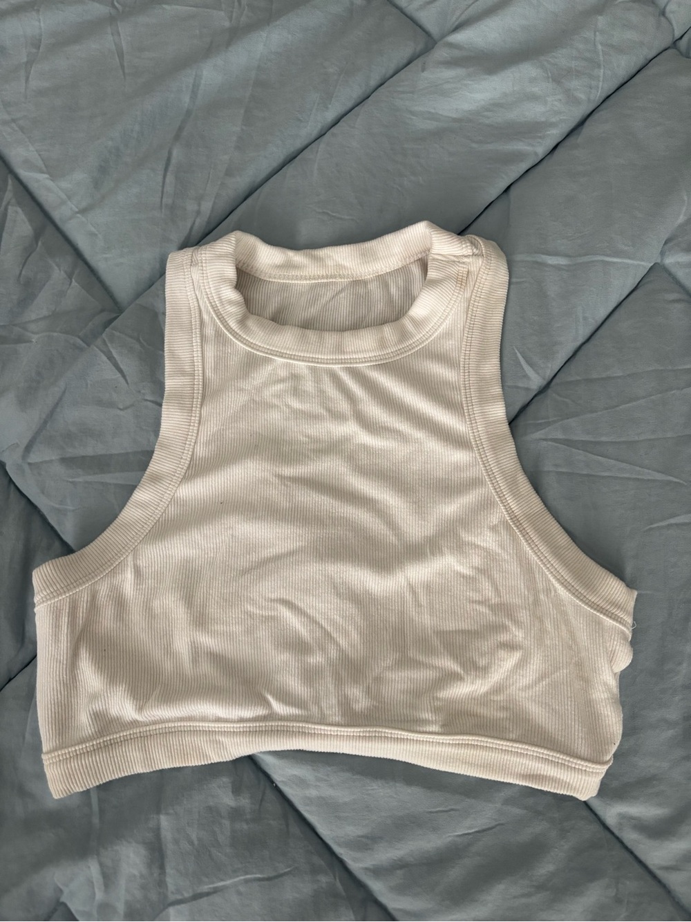 Women’s Cream Ribbed Tank Crop Top
